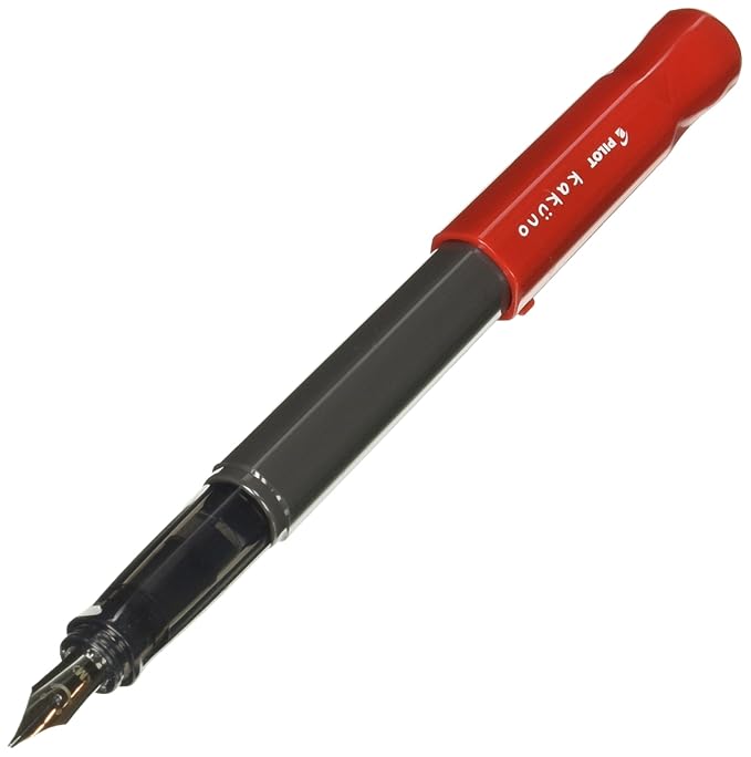 Pilot Kakuno Medium-Nib Fountain Pen, Black Body Orange Cap Body (FKA-1SR-OM)