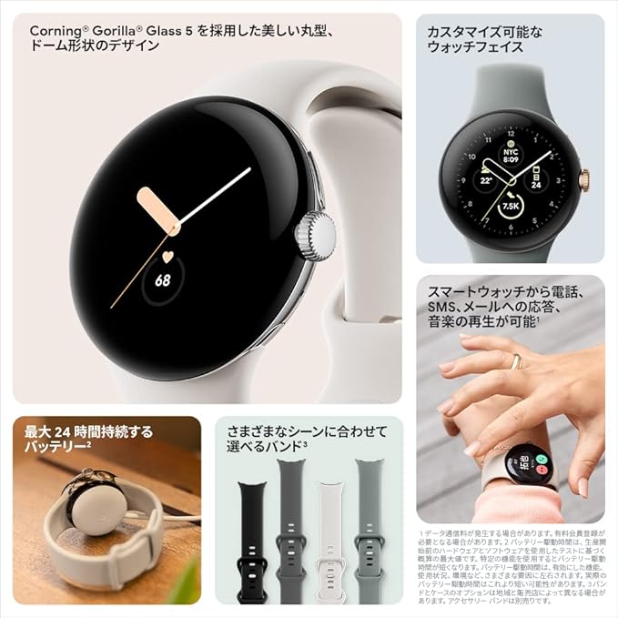 Google Google Pixel Watch Heart Rate Monitor Matte Black Stainless Steel Case / Obsidian Active Band (Wifi) GA03119-TW Small