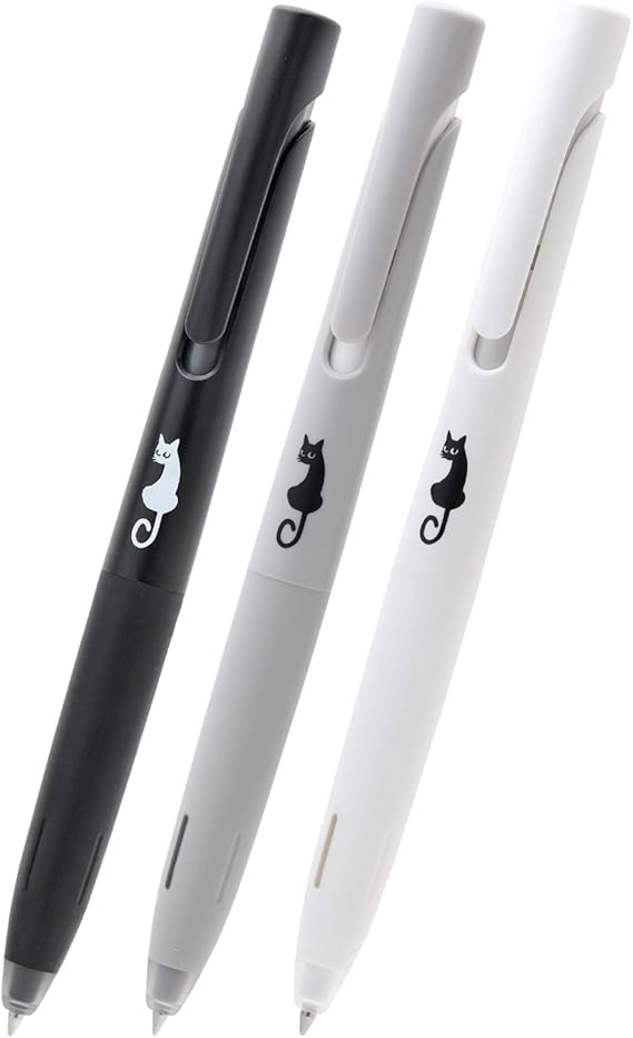 Zebra P-BAS88-KNK-3AZ Oil Based Ballpoint Pen, 0.5, Mushroom Pattern, Set of 3, Black Ink (0.5mm (black), MUJI, Monotone axis set)