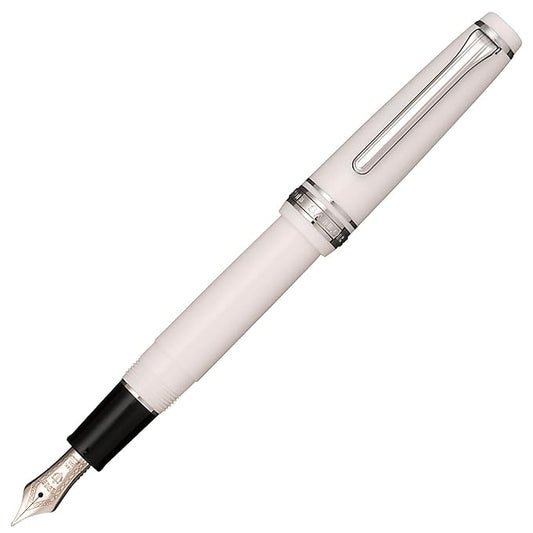 Sailor Professional Gear Slim Silver 14kt Fine Nib White Fountain Pen