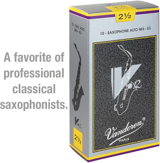 Vandoren Alto Saxophone Reeds V.12, Hardness: 2-1/2 (Pack of 10)