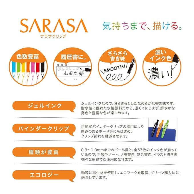 Zebra Sarasa Clip 0.5, 5 Color Set (JJ15-5CA)