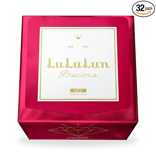 Lululun New Face Mask  Precious Red 32 Pieces (Dry Fine Jiwa Thorough Dense Type)
