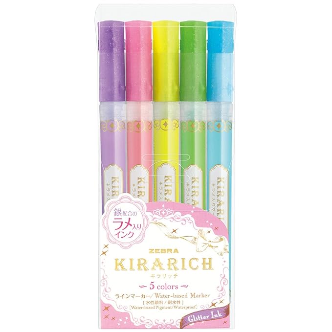 Zebra Glitter Highlighter, Kirarich (WKS18-5C) - Pack of 5