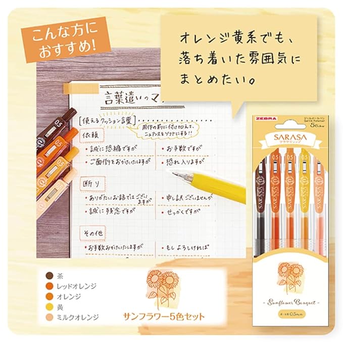 Zebra Gel Ballpoint Pen Sarasa Clip 0.5mm Flower Bouquet Tulip 5 Color Set JJ15-TU-5C 1 Count (Pack of 1) (Nemophila)