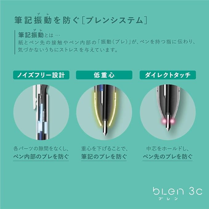 Zebra 3 Color Ballpoint Pen, Blen 3C 0.7mm, White Body (B3A88-W)