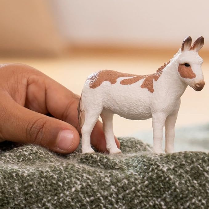 Schleich Farm World, Farm Animal Toys for Kids, American Spotted Donkey Toy Figurine, Ages 3 and up