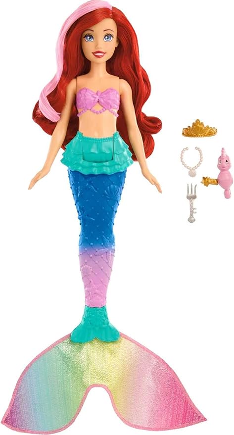 Mattel HPD43 Disney/Disney Princess Ariel and Play Together! Mermaid, Doll, Movable Tail Fin, Dress Up Doll