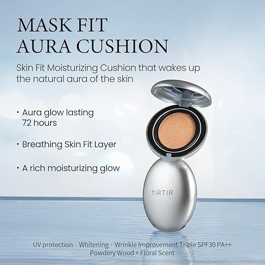 TIRTIR Mask Fit Cushion, 3 Types: Red/All Cover/Mask Fit) (AURA 23N, 18 grams)