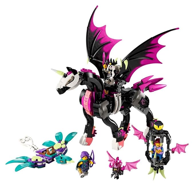 LEGO DREAMZzz 2-in-1 Pegasus, Build 2 Types of Horse Toy, Includes Zoey, Nova and Nightmare King as Mini Figures from the TV Show, Creative Animal Toy for Children, Boys and Girls 71457