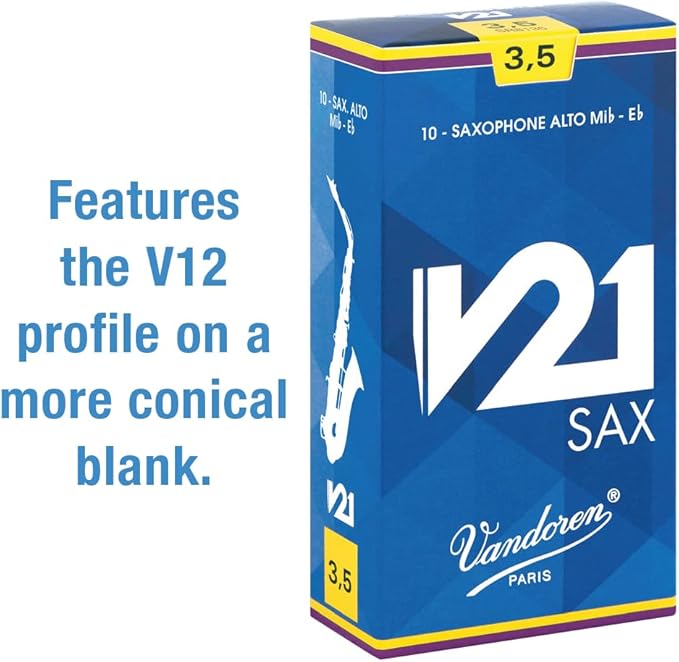 Vandoren Alto Saxophone Reeds V21 Hardness: 3-1/2 (10 pieces)