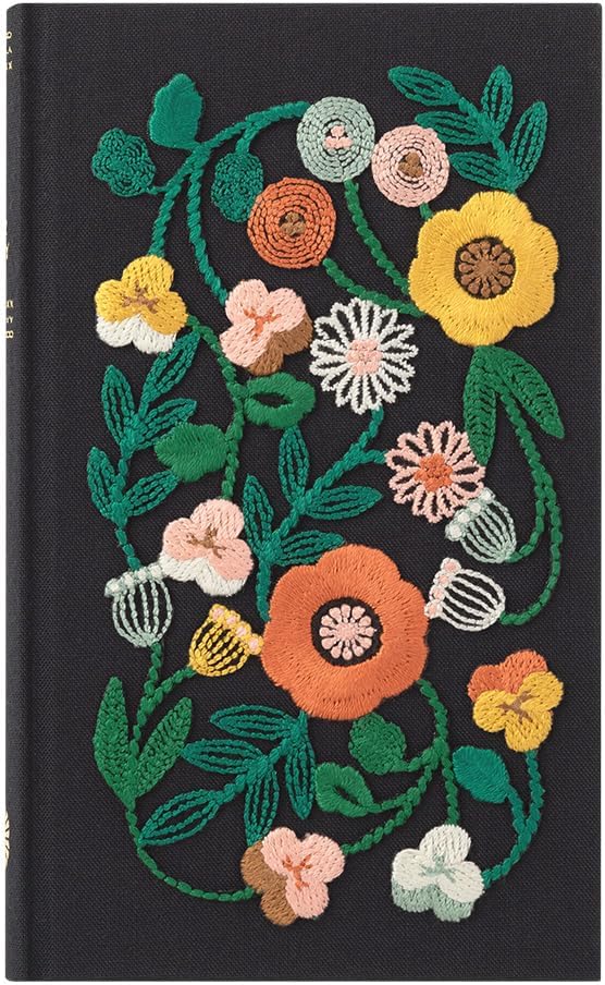 Midori 12707006 Diary, 5 Year Consecutive Embroidery, Floral Print, Black