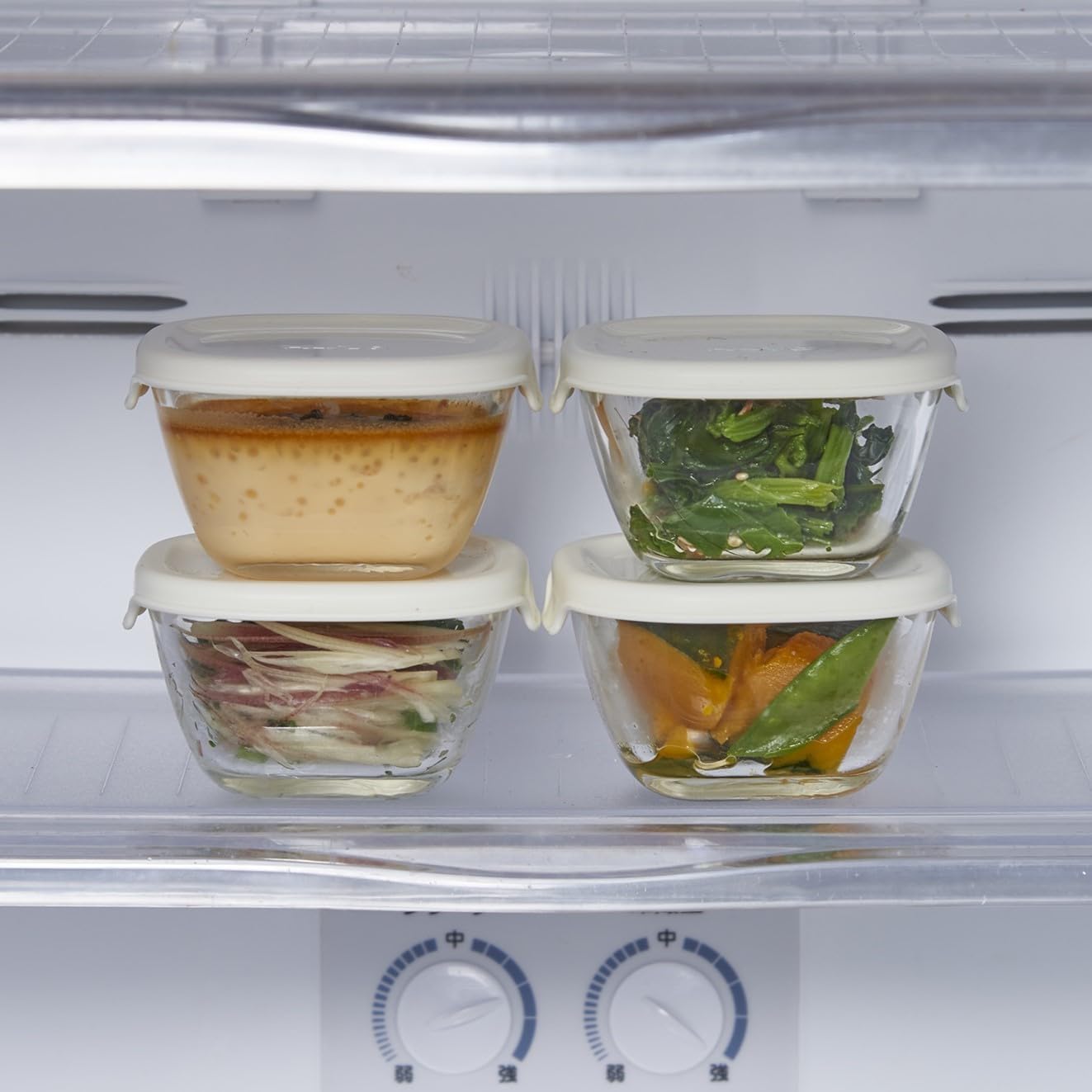 HARIO MKK-2012-OW Heat Resistant Glass Storage Container, White, 3.7 fl oz (110 ml), Made in Japan, Oven, Microwave, Dishwasher Safe, Tableware, Convenient Storage, Pack of 4