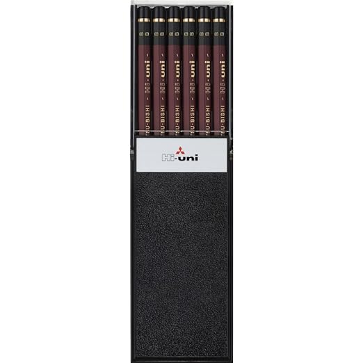 Uni Hi-Uni Wooden Pencil - B - Box of 12 (HUB)