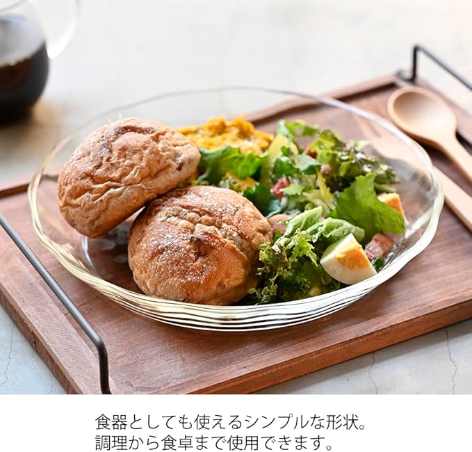 HARIO HPL-110-BK Heat Resistant Glass Plate, 33.8 fl oz (1,100 ml), Dinnerware, Plate, Clear, Au Gratin Dish, Made in Japan