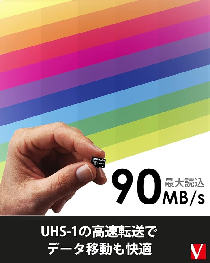 Verbatim MXCN256GJVZ5 MicroSD 256GB Up to 90MB/s UHS-1 U1 Class 10 Secure Domestic Support with I-O Data Devices for Smartphone and Tablet Photo and Video Storage