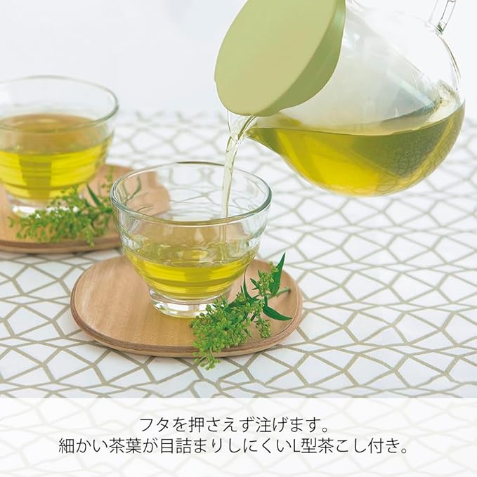 HARIO Teapot, Chacha, Flatty, 450ml capacity, heat-resistant glass, CHF-45GG, glass green