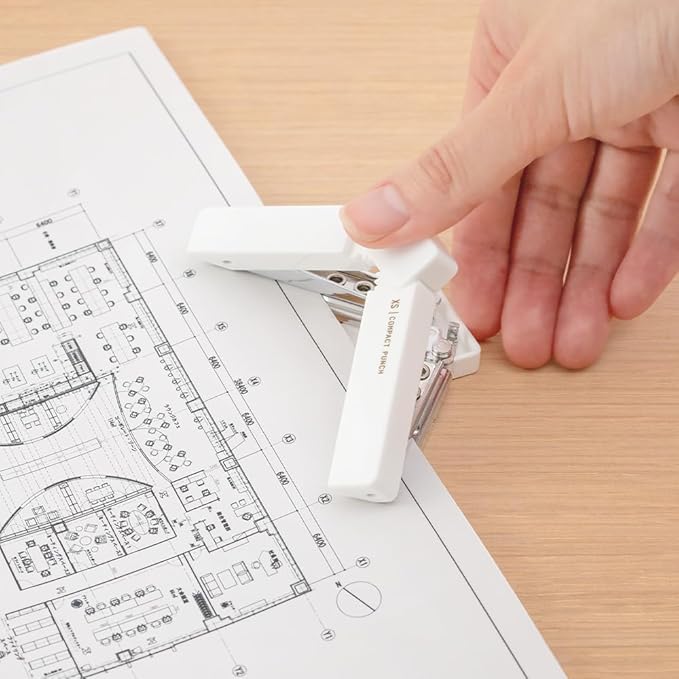 Midori 35545006 Hole Punch, Compact Punch, XS White A