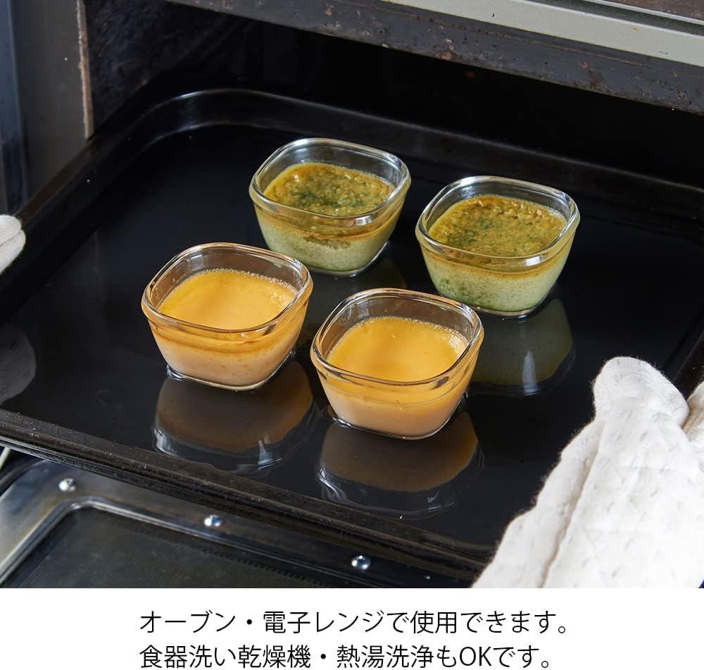 HARIO MKK-2012-OW Heat Resistant Glass Storage Container, White, 3.7 fl oz (110 ml), Made in Japan, Oven, Microwave, Dishwasher Safe, Tableware, Convenient Storage, Pack of 4
