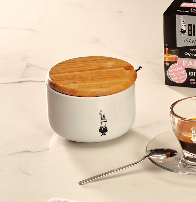 Bialetti Sugar Bowl with Bamboo Lid, Porcelain Y0TZ102