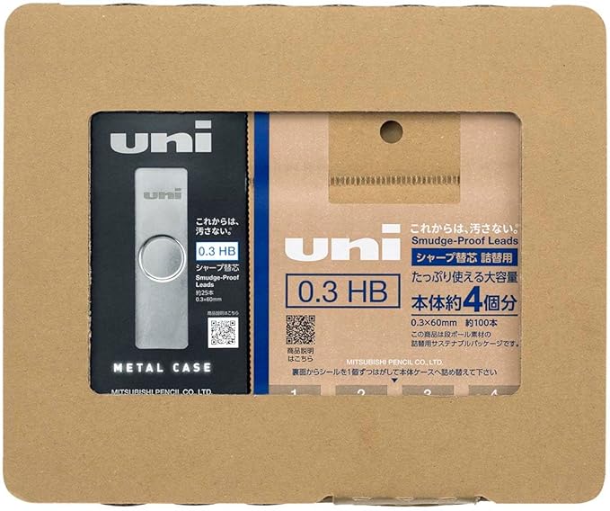 Mitsubishi Pencil Pencil Lead Uni Metal Case + Refill Set 0.3mm HB H.ULSM03TK4HB