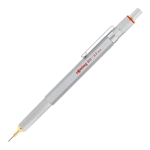 Rotring 800 Retractable Mechanical Pencil, 0.5 mm, Silver Barrel