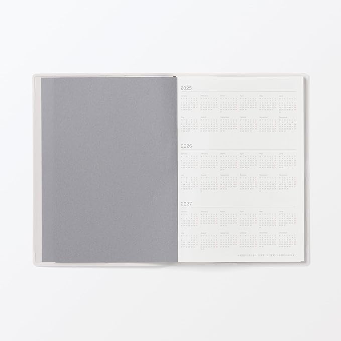 MUJI 84854323 2026 A6 Monthly Planner, Starts on December 2025, A6, White Gray