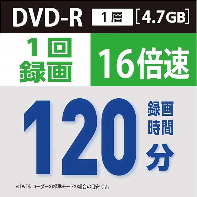 Verbatim Japan VHR12JP50V4X2 DVD-R CPRM, 120 Minutes, 100 Sheets (50 Px2) for Single Recording, White Printerable, Single Layer, 1-16x Speed, 1