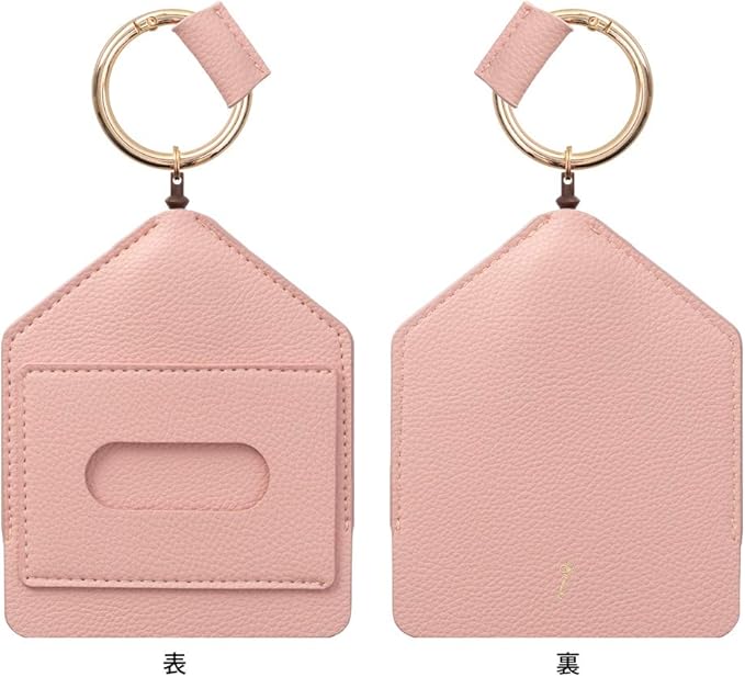 Midori 57459006 Pass Case, Key & Pass Case, 2-Way with Reel, Pink