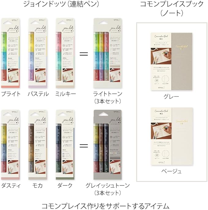 Midori 38137006 Joint Dots 3-Color Link, Milky Rollerball Pen,