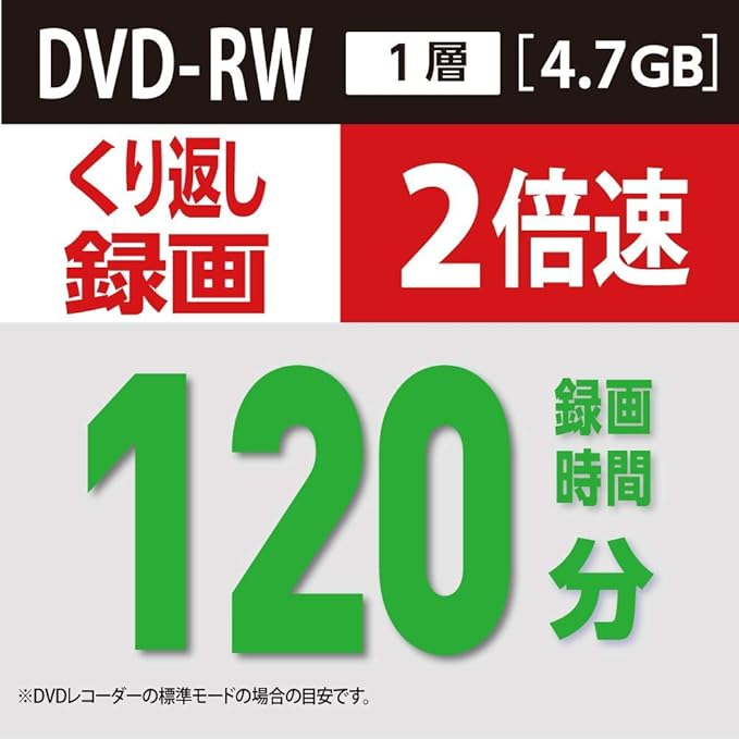 Verbatim VHW12NP50SV1 Recording DVD-RW CPRM, 120 Minutes, 50 Sheets, White Printerable, 1-2x Speed