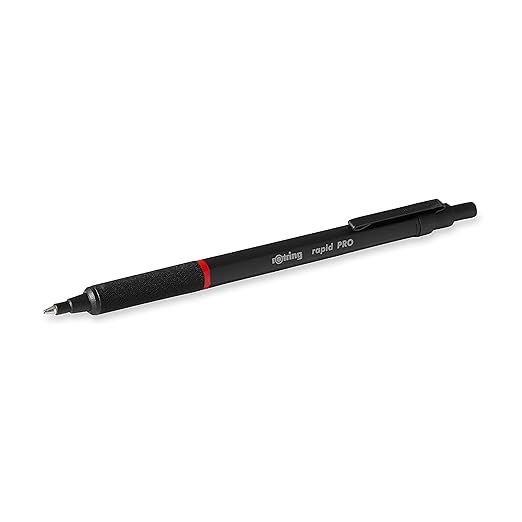 Rotring Rapid PRO Retractable Ballpoint Technical Drawing Pen, Medium Point, Matte Black, Blue Ink (1904292)