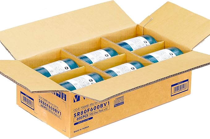Verbatim Japan SR80F600BV1 Verbatim Data Single Record CD-R 700MB Silver Label, Simple Packaging for Business Use, 600 Sheets