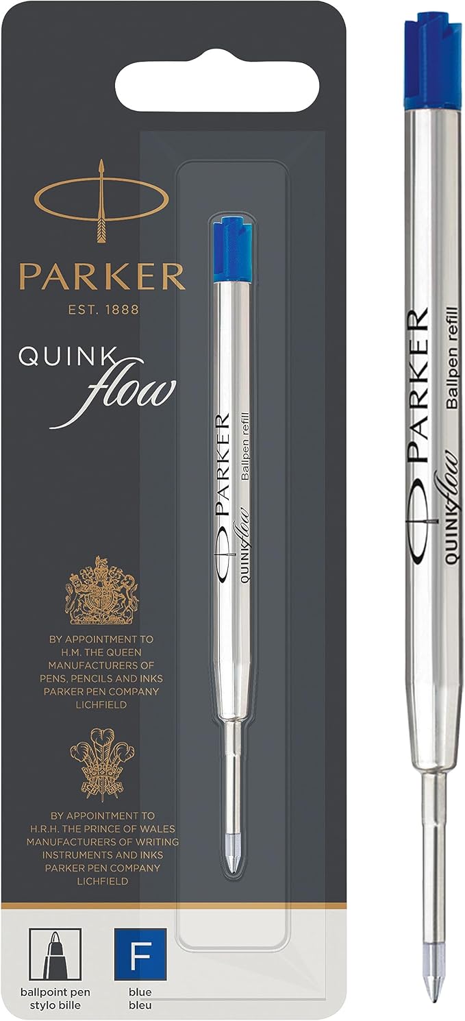 Parker 1950367 Quink Flow Ballpoint Pen Refill, Black, Single Pack, Black, F Fine, 0.03 inches (0.8 mm), Oil-based, Ballpoint Refill