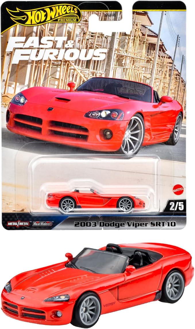 Hot Wheels JBL85 Fast and Furious '03 Dodge Viper SRT10 Vehicle Toy Mini Car 3 Years Old and Up Red