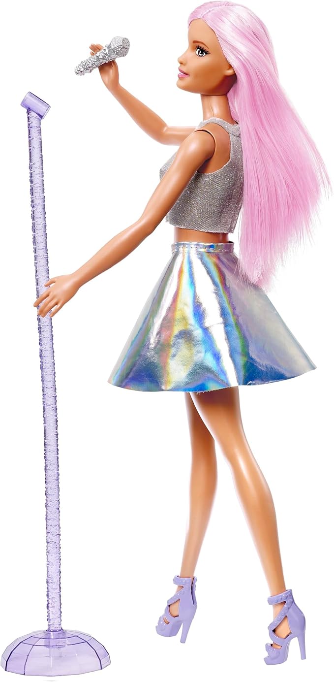 Barbie 65 Barbie & Play Pop Star Barbie Doll House Pretend Play Doll 3 Years Old Silver JCW42