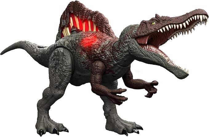 Mattel Jurassic World HXF62 Damage! Hikaru Spinosaurus Children's Figure, Dinosaur Toy, Total Length: Approx. 21.7 inches (55 cm), 4 Years Old and Up Green