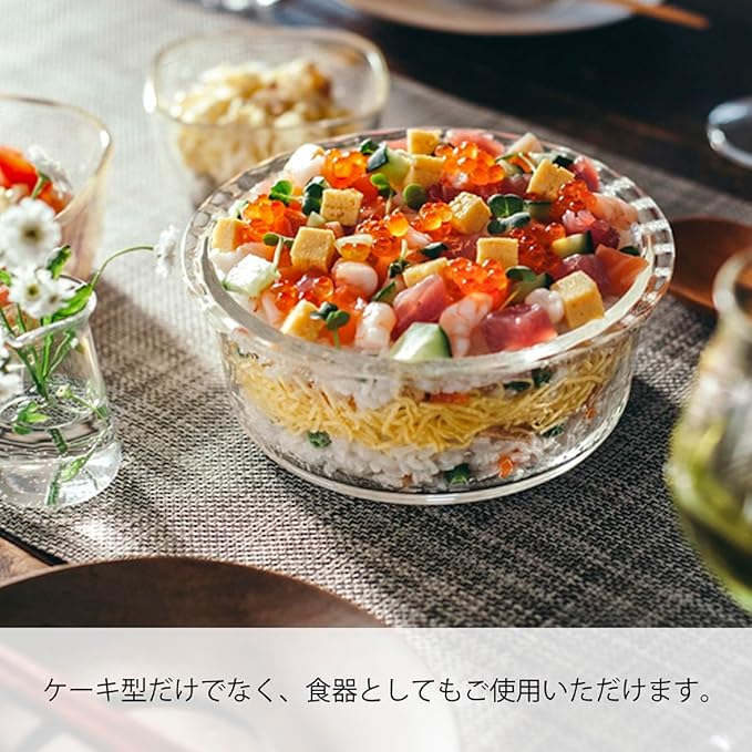 HARIO HWCK-100-BK Heat Resistant Glass Whole Cake Mold, No. 5, 33.4 fl oz (1000 ml), BUONO kitchen Clear Au Gratin Dish, Made in Japan