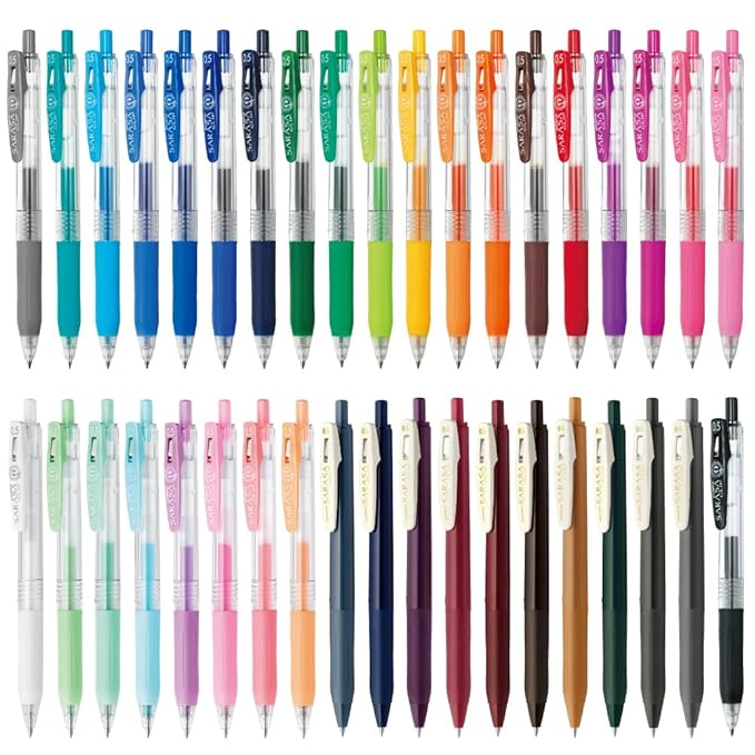 Zebra JJ15-38C-AZ Gel Ballpoint Pen, Sarasa Clip, 0.02 inches (0.5 mm), 38 Colors
