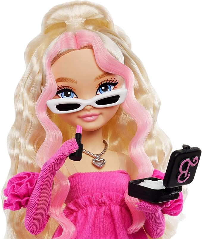 Barbie Dream Besties Doll and Accessories, Malibu" Posable Fashion Doll with Wavy Blonde Hair, 11 Makeup and Hair Themed Pieces