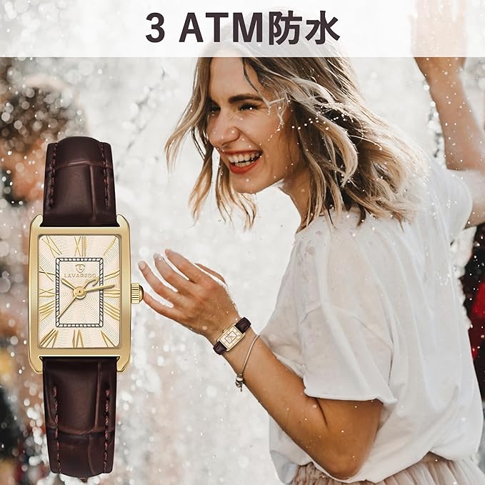 Women's Analog Display, Quartz, Face Watch, Leather Strap, Slim, Stylish, Waterproof, Square Watch, Simple, Women's,