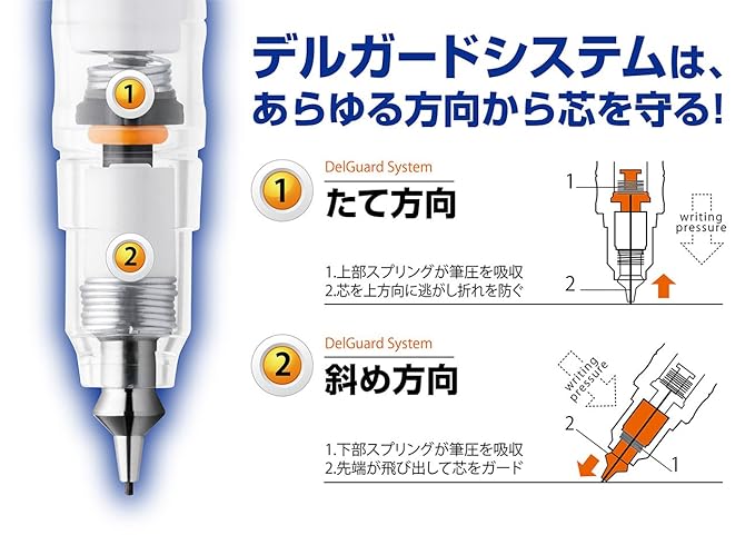ZEBRA DelGuard 0.5mm Lead Mechanical Pencil, White Body (P-MA85-W)