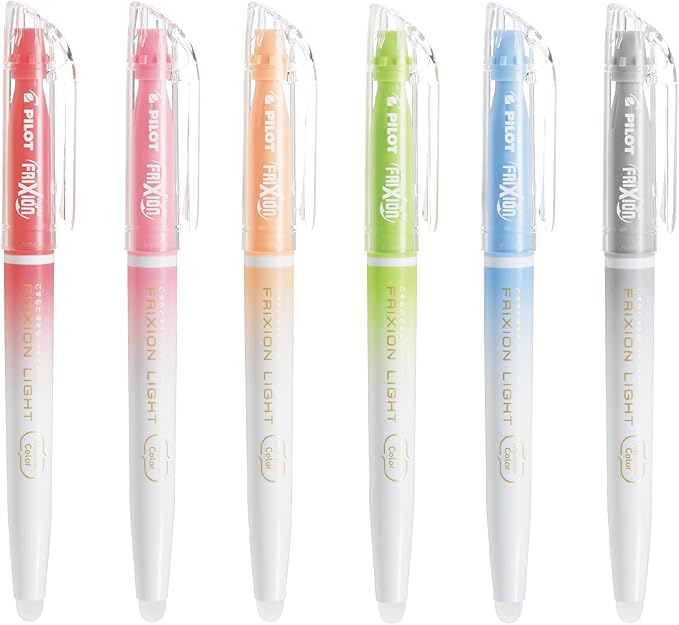 Pilot SFL60SL6CN Erasable Highlighter, Frixion Light, Natural Color, 6 Colors