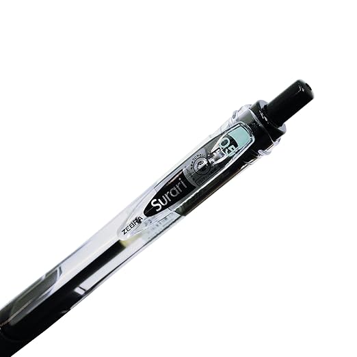 Zebra Surari Emulsion Ink Pen - 0.5 mm - Dark Black Body - Black Ink
