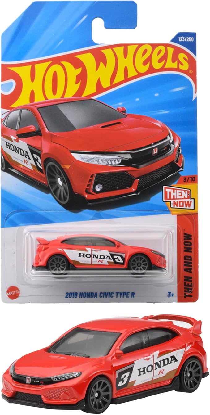 Hot Wheels JFN80 Basic Car 2018 Honda Civic Type R Vehicle Toy Mini Car 3 Years Old and Up Red