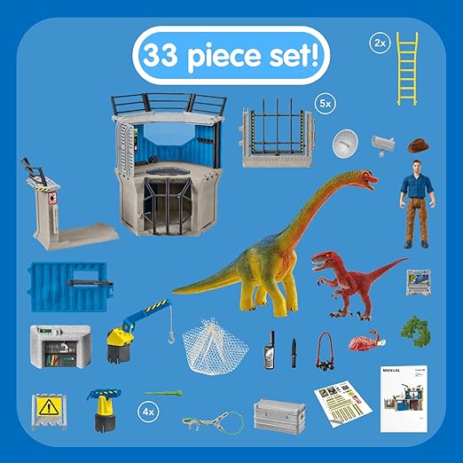 Schleich Toy Dinosaur Research Station 33-Piece Playset for Kids Ages 4-12