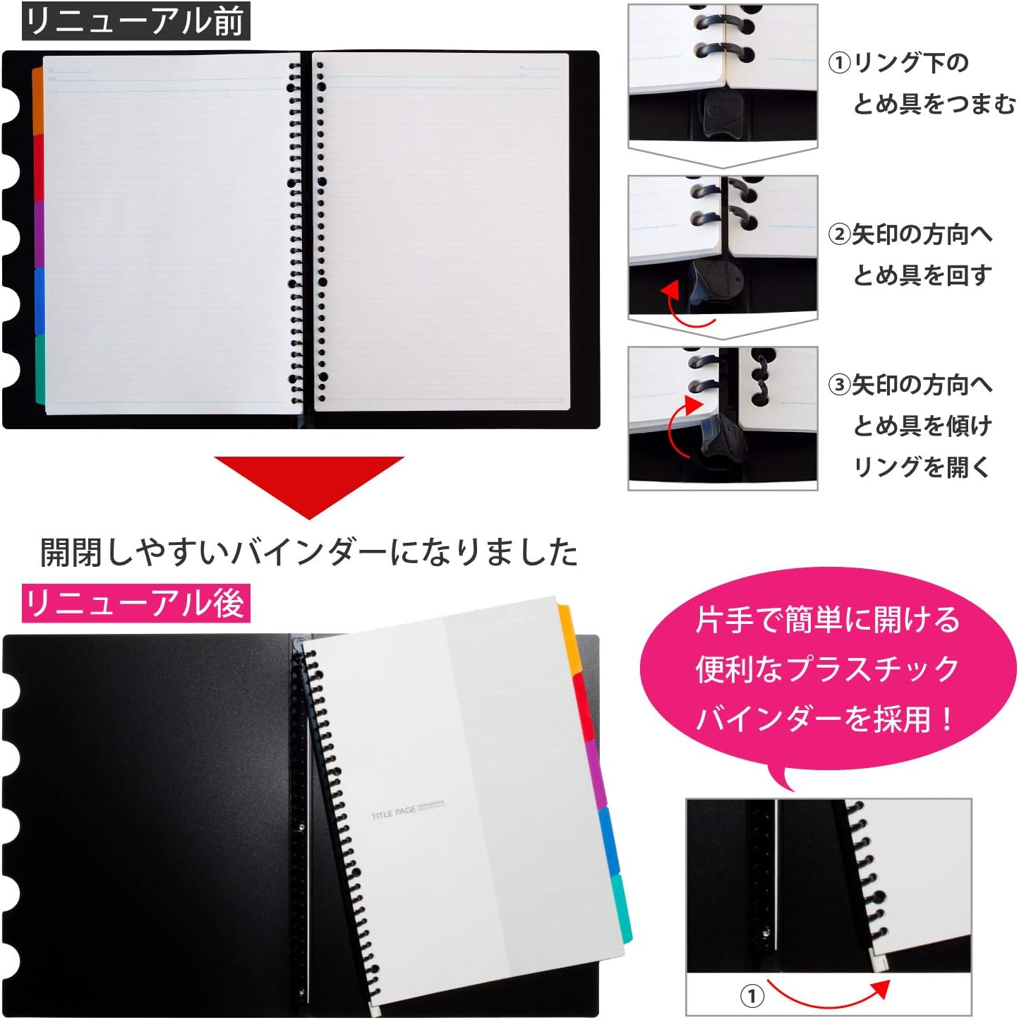 Maruman F483A Five Chart Loose Leaf Binder, A4, 30 Holes, Black