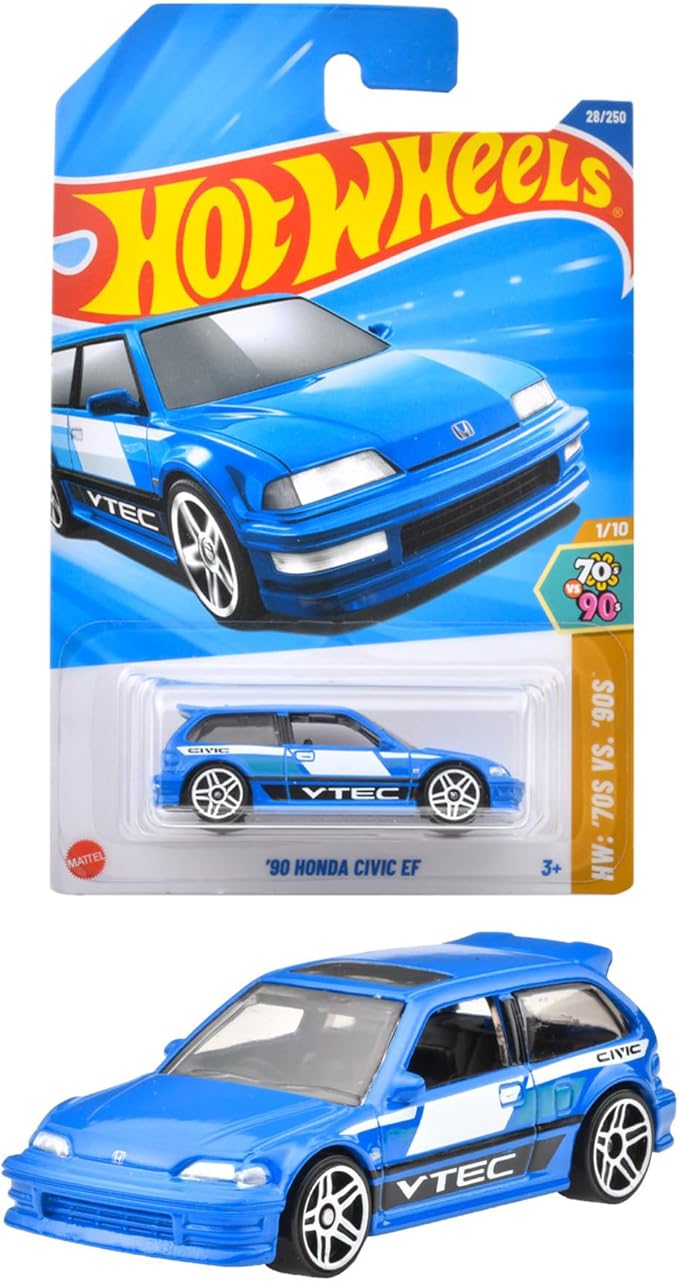 Hot Wheels JFN65 Basic Car 1990 Honda Civic EF Vehicle Toy Mini Car 3 Years Old Blue