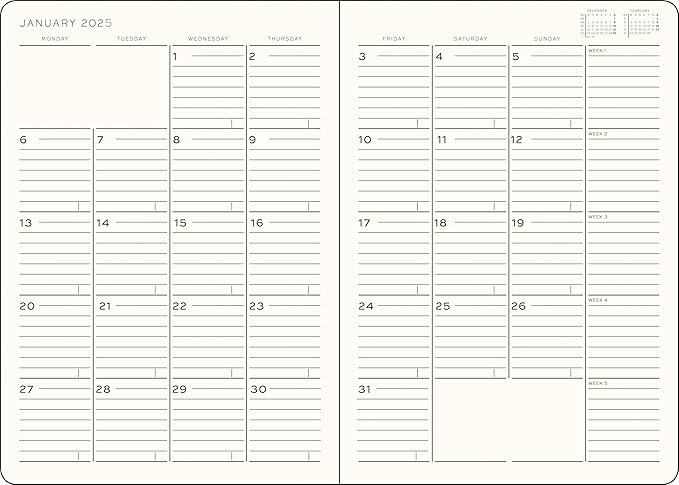 Leuchtturm 370710 Notebook, Begins in January 2025, B5, Monthly, Soft Forest Green
