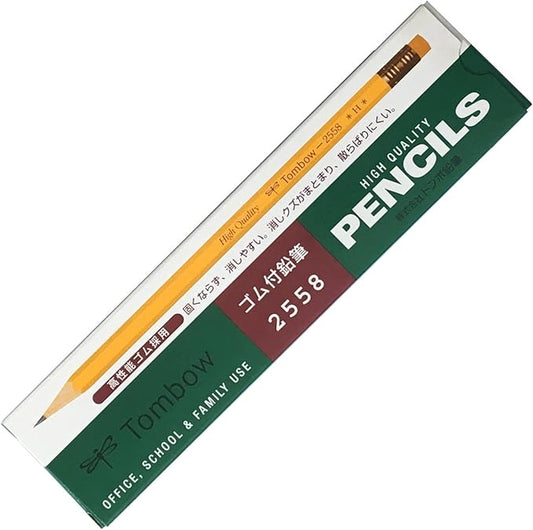 TOMBOW Pencil H 2558 with Eraser, 1 Dozen 2558-H